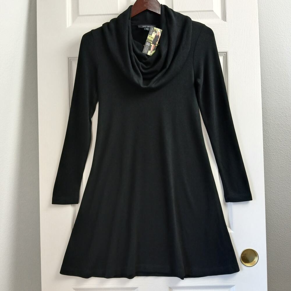 Karen Kane Cowl Neck Sweater Dress XS black long sleeve blanket wrap NWT